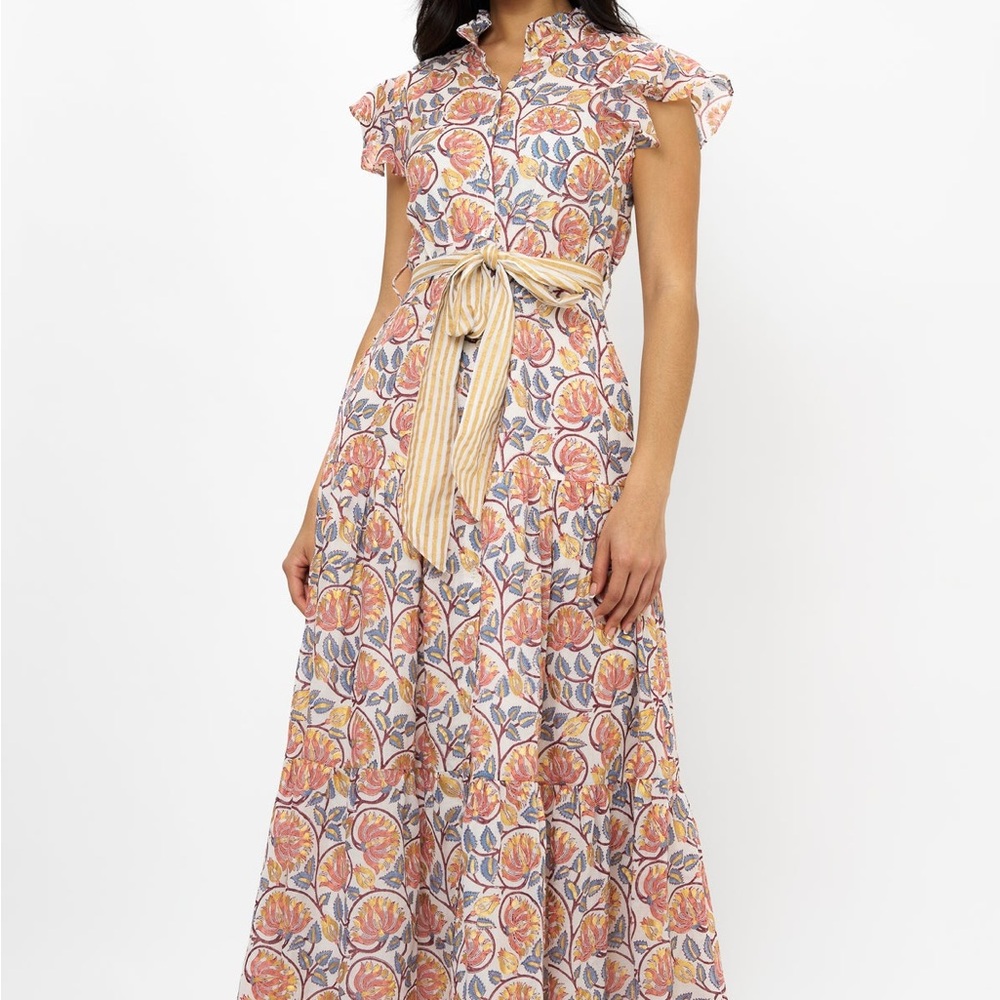 OLIPANT RUFFLE COLLAR BUTTON MAXI- MONTENEGRO COR… - image 2